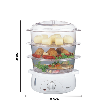 Skyline 800W Food Steamer, Efficient and Versatile Steaming for Healthy Cooking