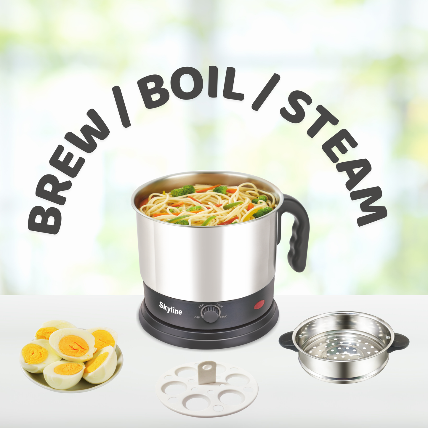 Skyline 1500W Multi Kettle & Noodle Maker, 1.7L - Versatile Cooking for Soups, Noodles & More