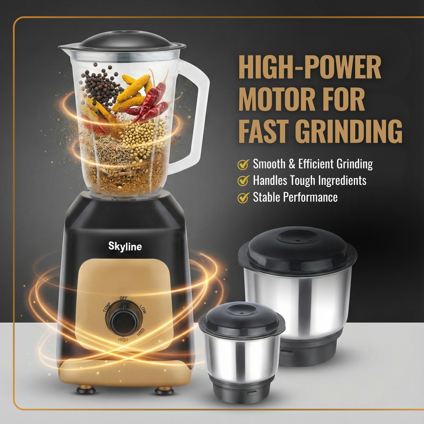 Skyline 600W Mixer Grinder with 3 Jars