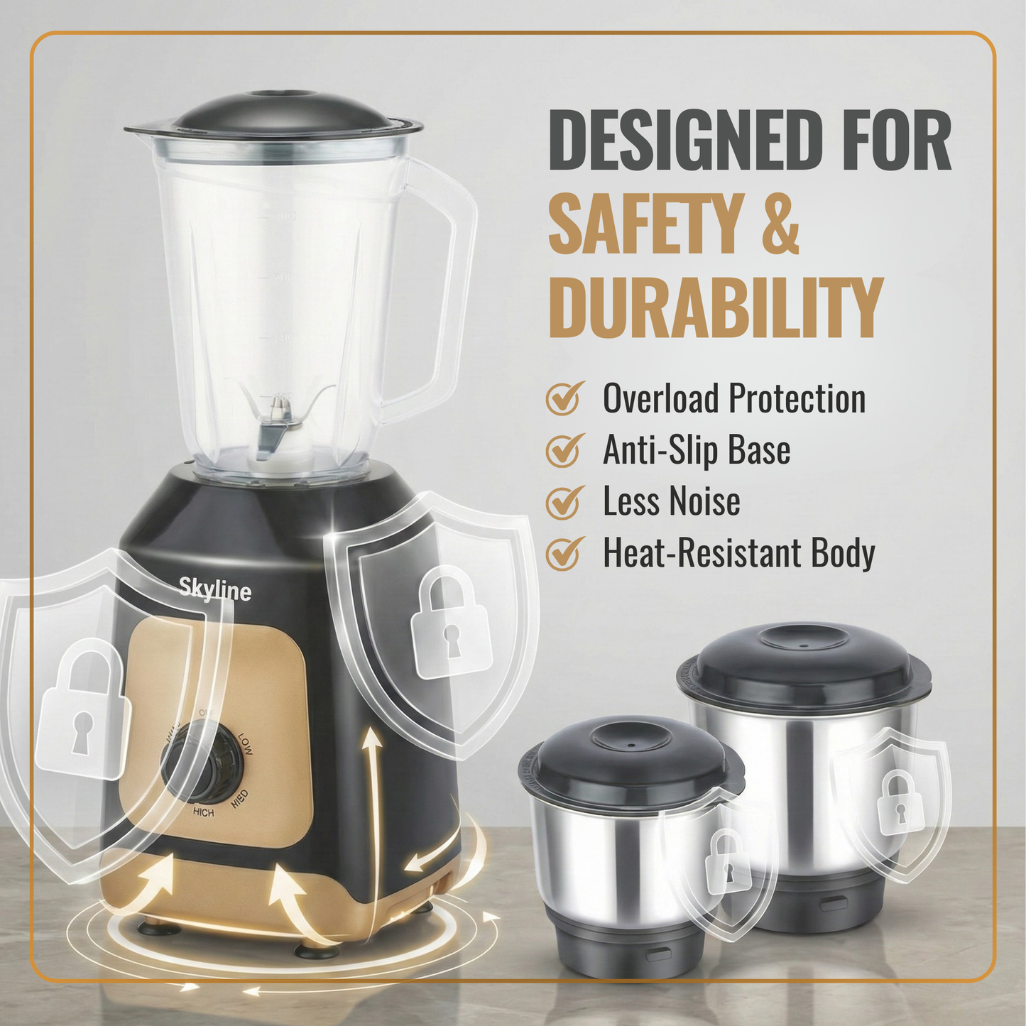 Skyline 600W Mixer Grinder with 3 Jars