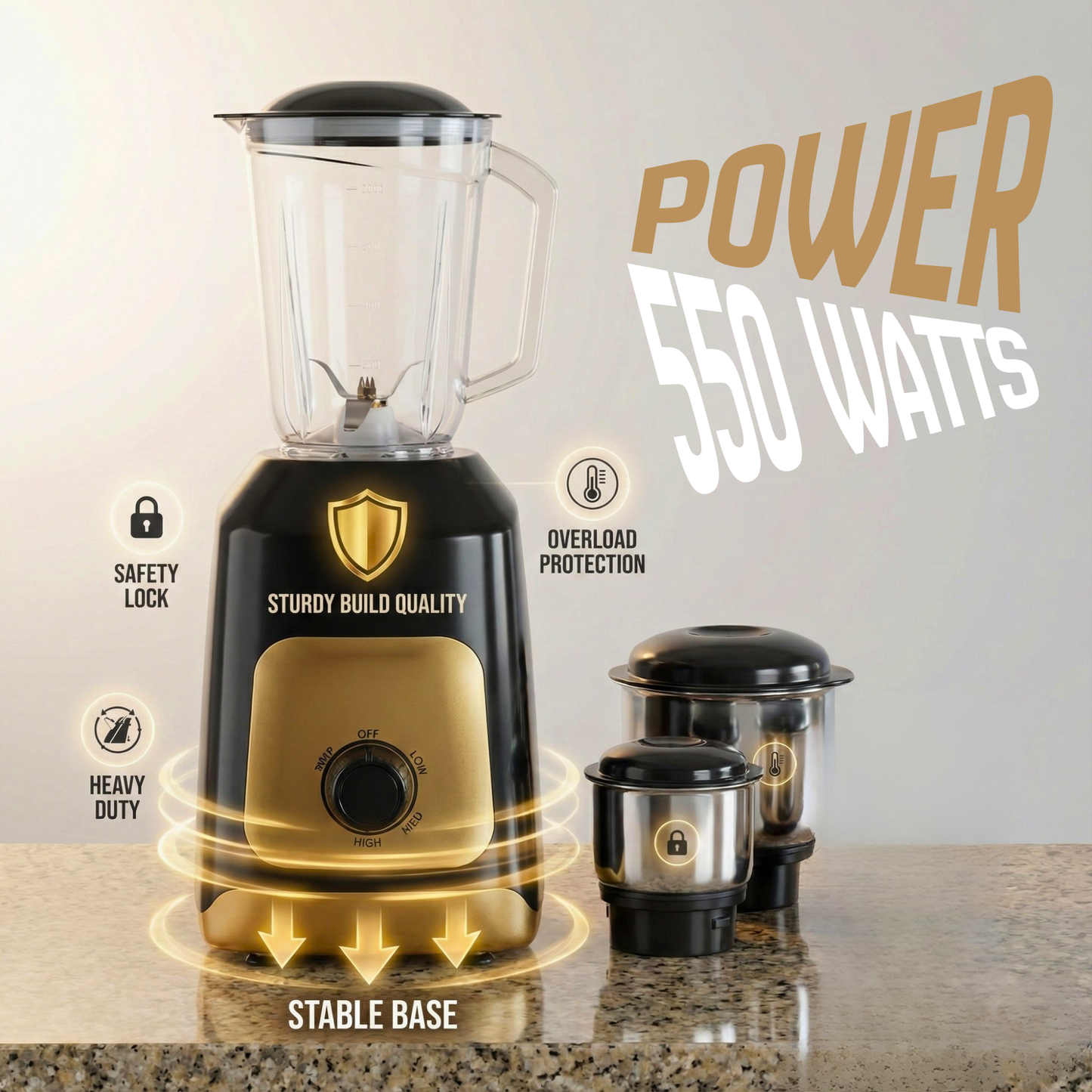 Skyline 600W Mixer Grinder with 3 Jars