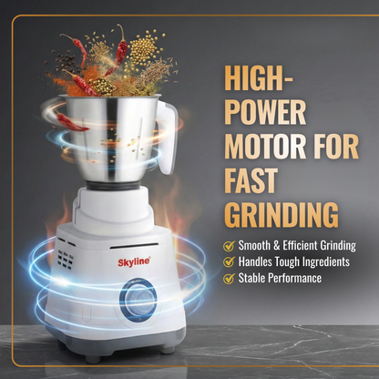 Skyline 750-Watt Mixer Grinder with 3 Jars – Power-Packed Performance for Every Kitchen