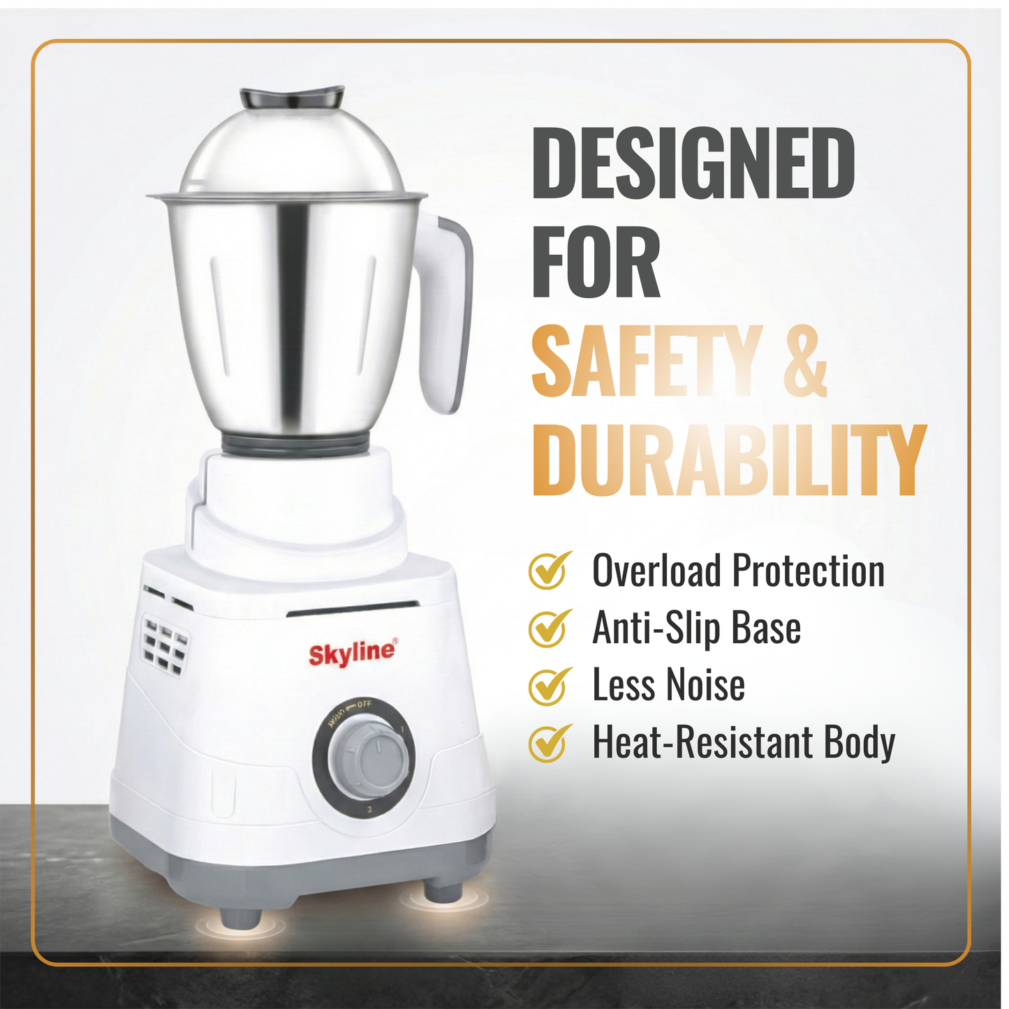 Skyline 750-Watt Mixer Grinder with 3 Jars – Power-Packed Performance for Every Kitchen