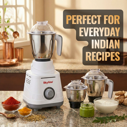 Skyline 750-Watt Mixer Grinder with 3 Jars – Power-Packed Performance for Every Kitchen