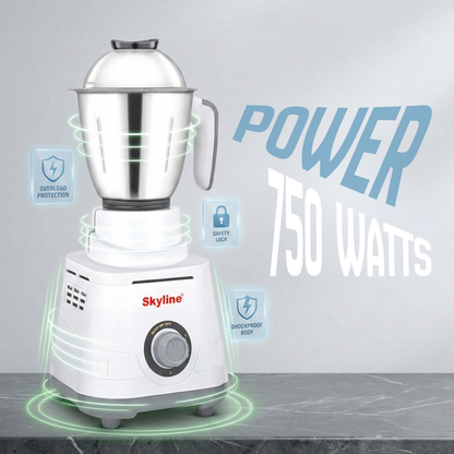 Skyline 750-Watt Mixer Grinder with 3 Jars – Power-Packed Performance for Every Kitchen