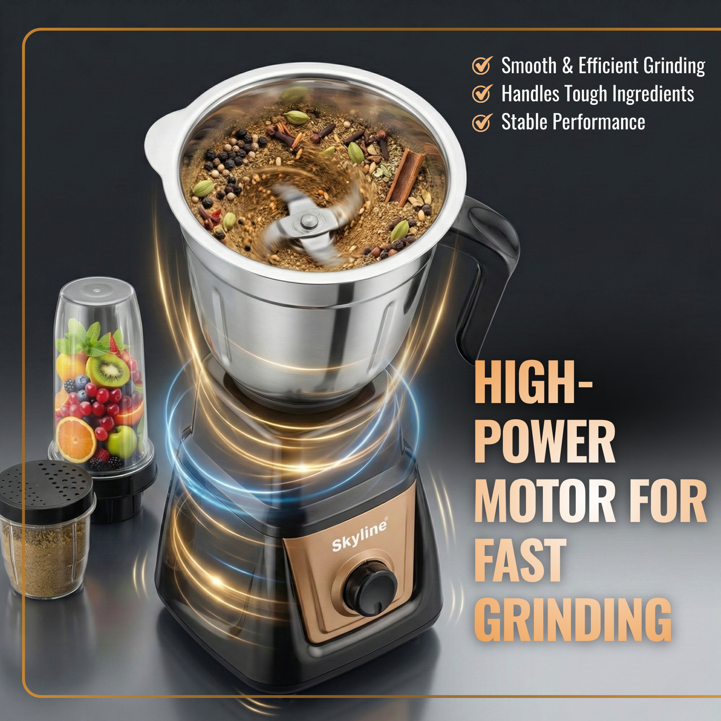 Skyline 600-Watt Mixer Grinder with 4 Jars – Versatile Power for All Your Culinary Needs