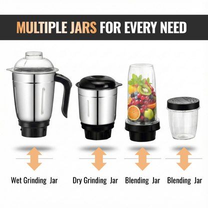Skyline 600-Watt Mixer Grinder with 4 Jars – Versatile Power for All Your Culinary Needs