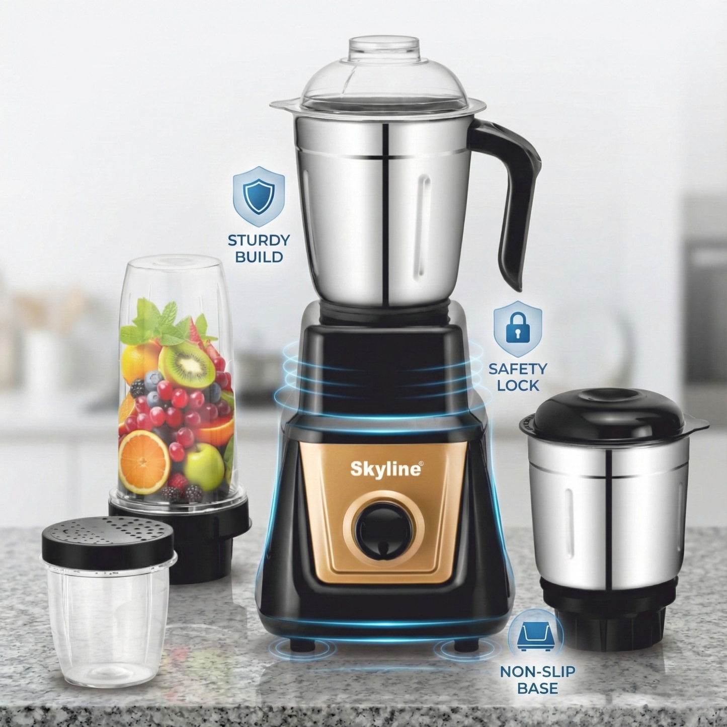 Skyline 600-Watt Mixer Grinder with 4 Jars – Versatile Power for All Your Culinary Needs