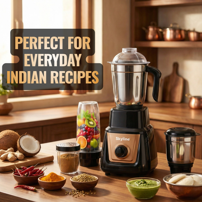 Skyline 600-Watt Mixer Grinder with 4 Jars – Versatile Power for All Your Culinary Needs