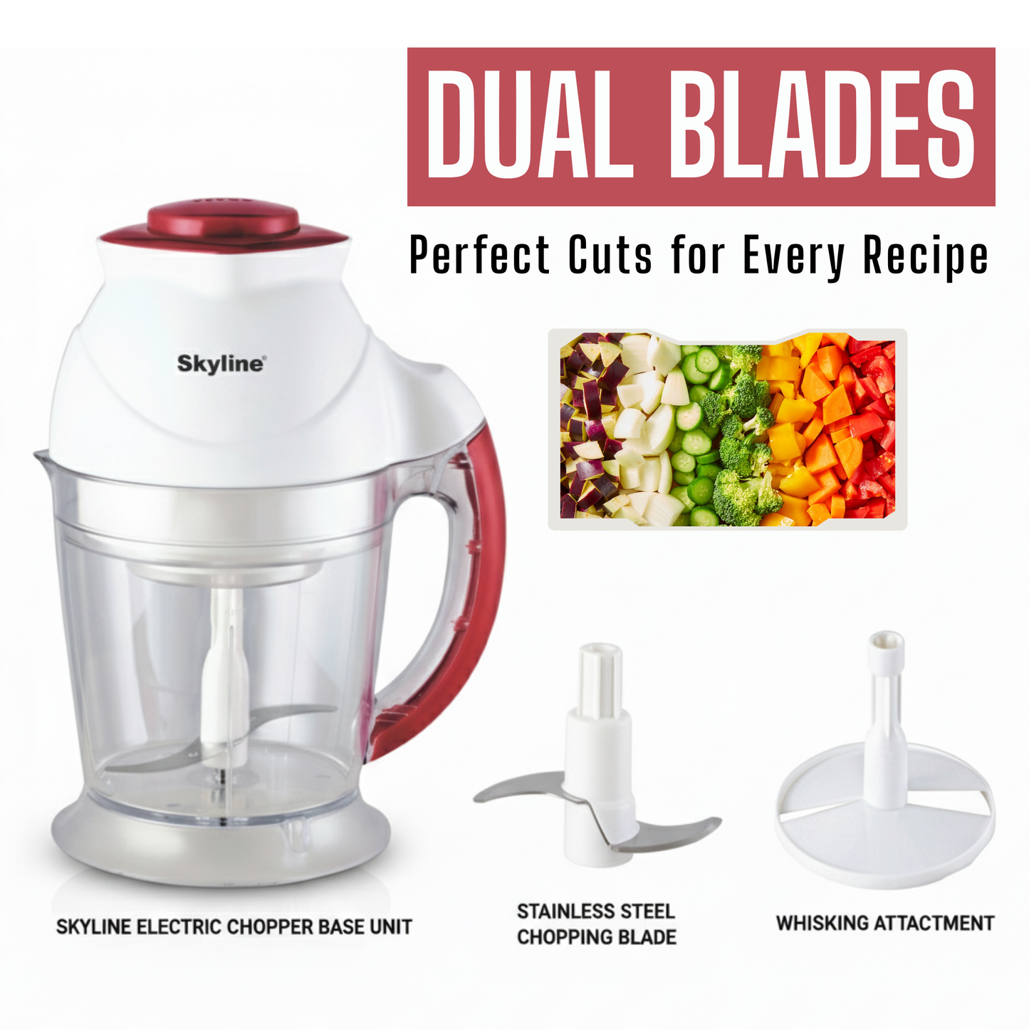 Skyline Electric Chopper 300 Watts with 700ml Capacity