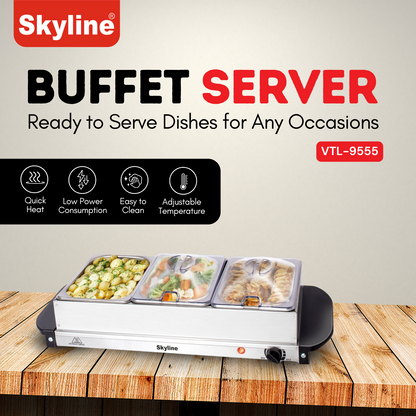 Skyline Buffet Server 3 x 1.5L Buffet Trays