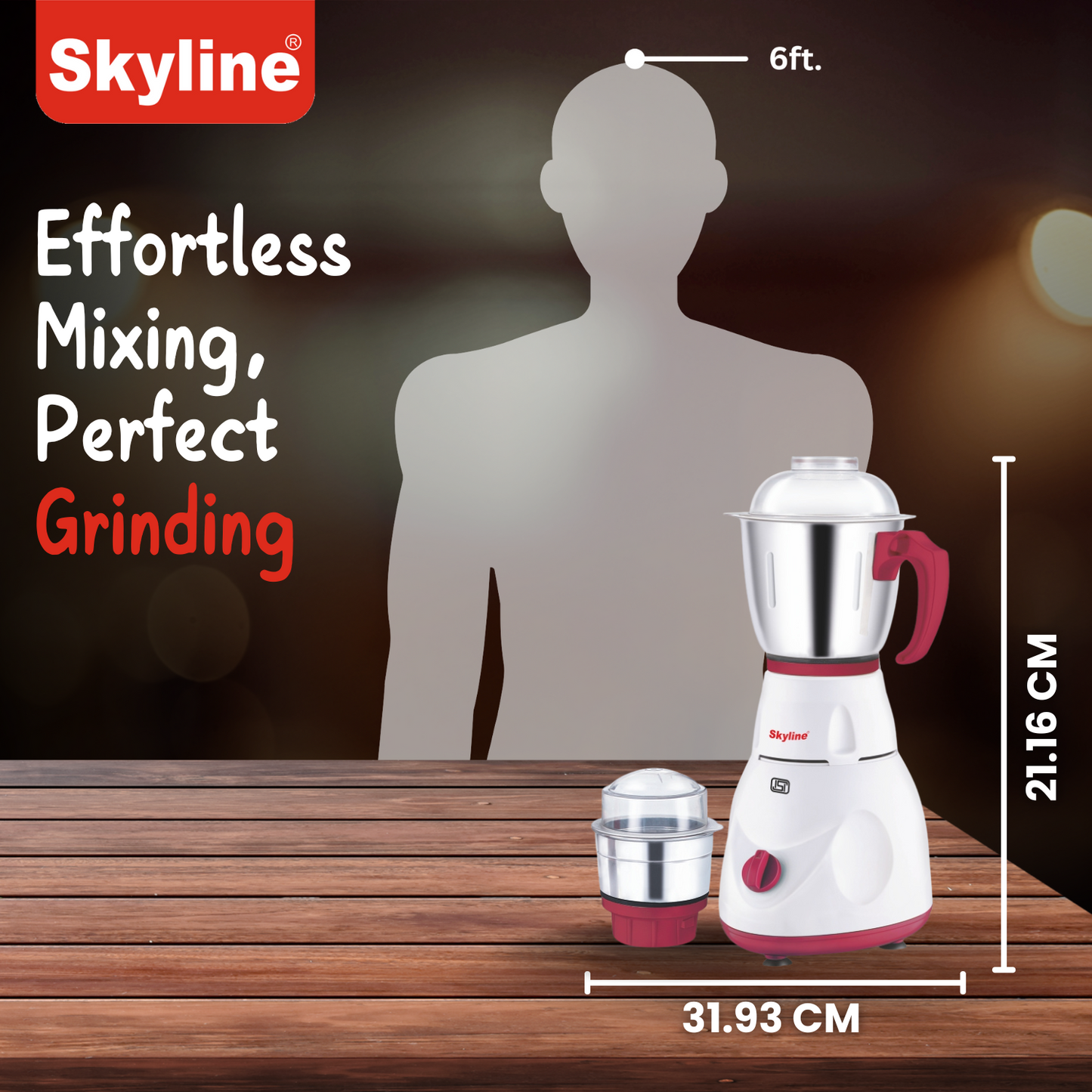 Skyline 550W Mixer Grinder with 2 Stainless Steel Jars | Power-Packed Kitchen Essential