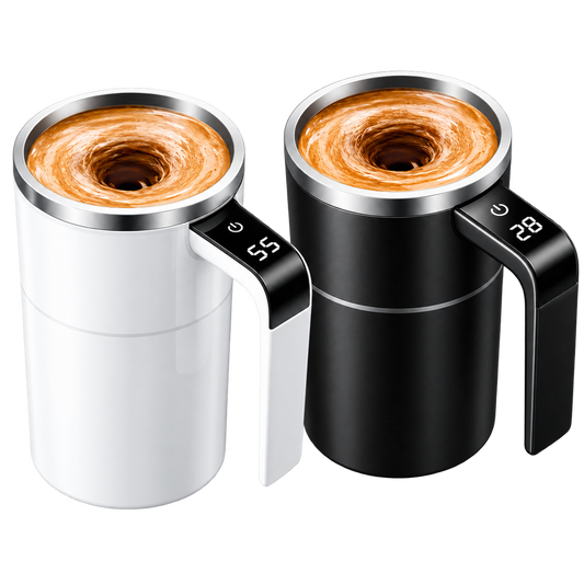 Skyline CM-1206 400ml automatic magnetic coffee mixer cup with temperature display in black and white