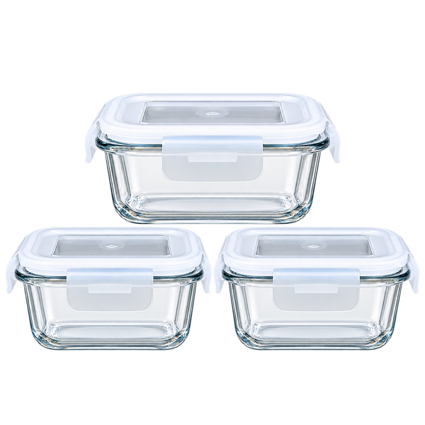 Borosilicate Glass Food Container Set – 3 × 320ml FC-03