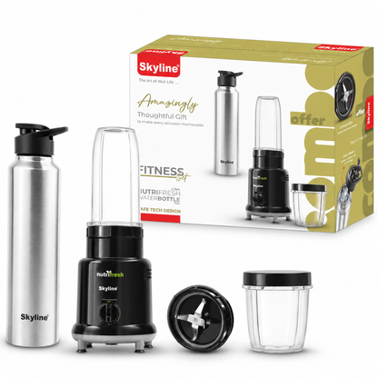 Skyline Fitness Set nutriFresh mixer two jars steel bottle and retail box