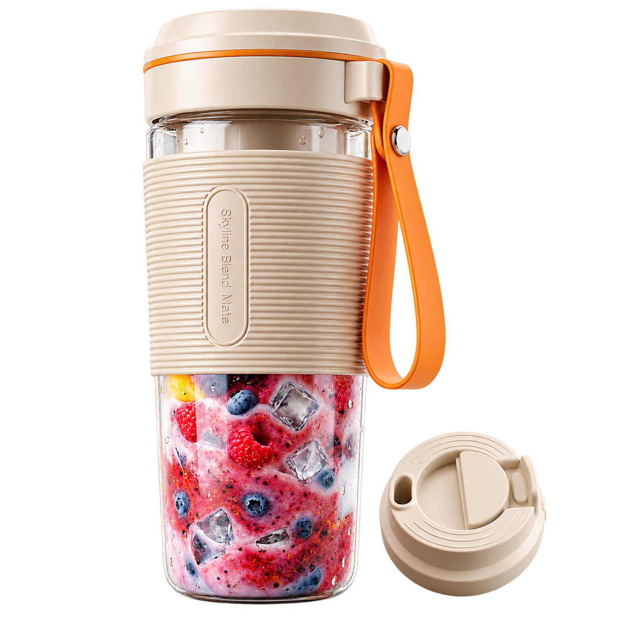 Skyline PB-1204 Blend Mate 400ml rechargeable portable blender in beige with sipper lid