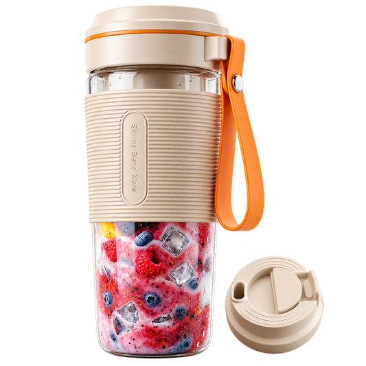 Skyline PB-1204 Blend Mate 400ml rechargeable portable blender in beige with sipper lid