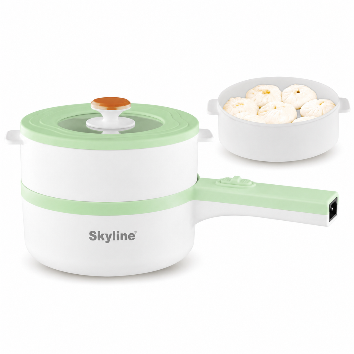 Skyline VTL-2060 mint multifunction electric pan with lid and steamer hero view
