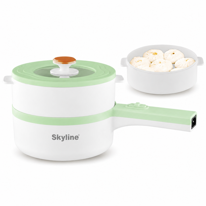 Skyline VTL-2060 mint multifunction electric pan with lid and steamer hero view