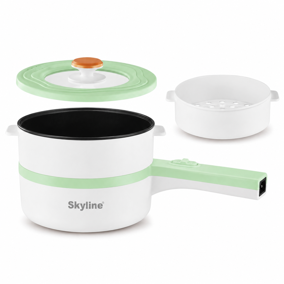 Skyline VTL-2060 multifunction electric pan open inner bowl and steamer detail