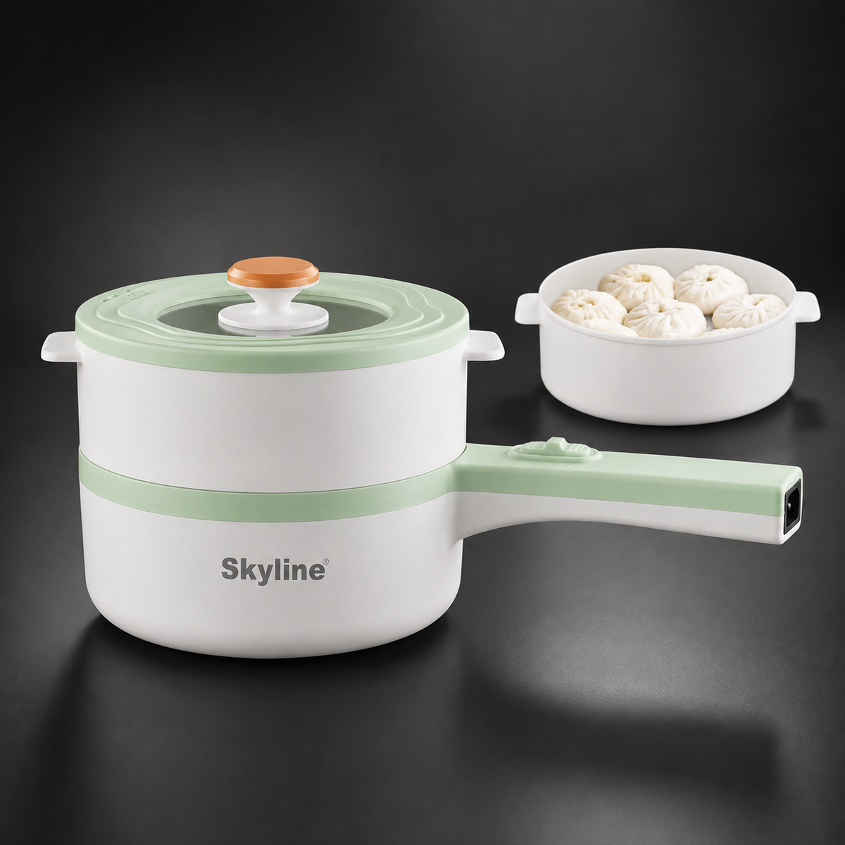 Skyline VTL-2060 mint electric pan and steamer premium dark studio view