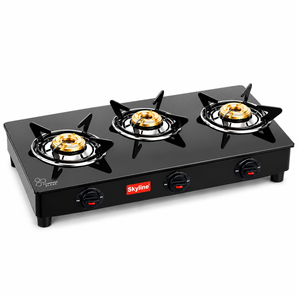 Skyline VTL-2122 3 Burner LPG Glass Top Gas Stove