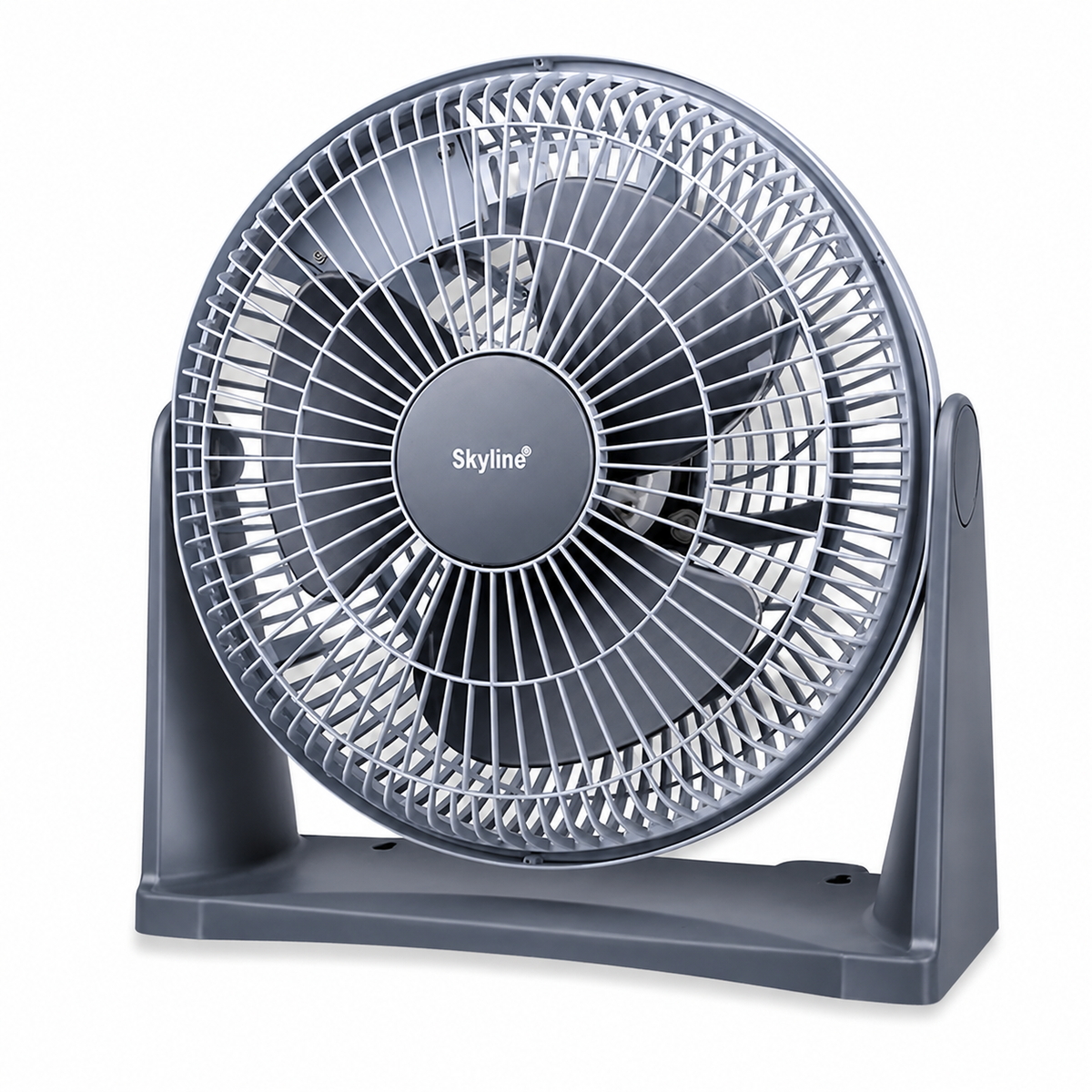 Skyline VTL-2444 dark grey 12-inch desk fan on white background