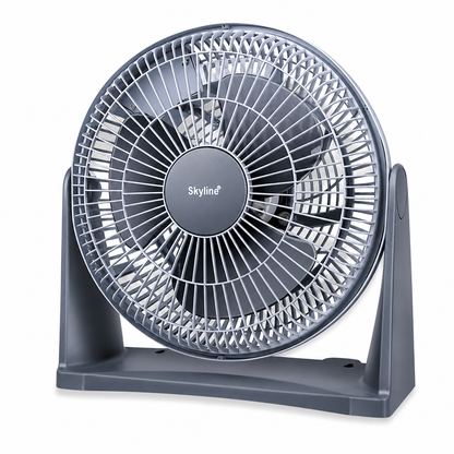 Skyline VTL-2444 dark grey 12-inch desk fan on white background