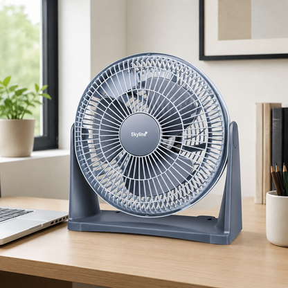Skyline VTL-2444 desk fan in a premium home office setting
