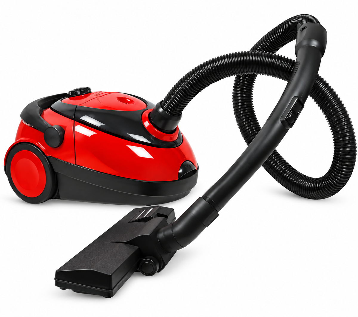 Skyline VTL-2525 B 1400W red and black canister vacuum cleaner with suction and blower function on plain white background