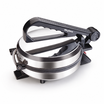 Studio detail of Skyline VTL-2828 handle hinge and stainless steel body