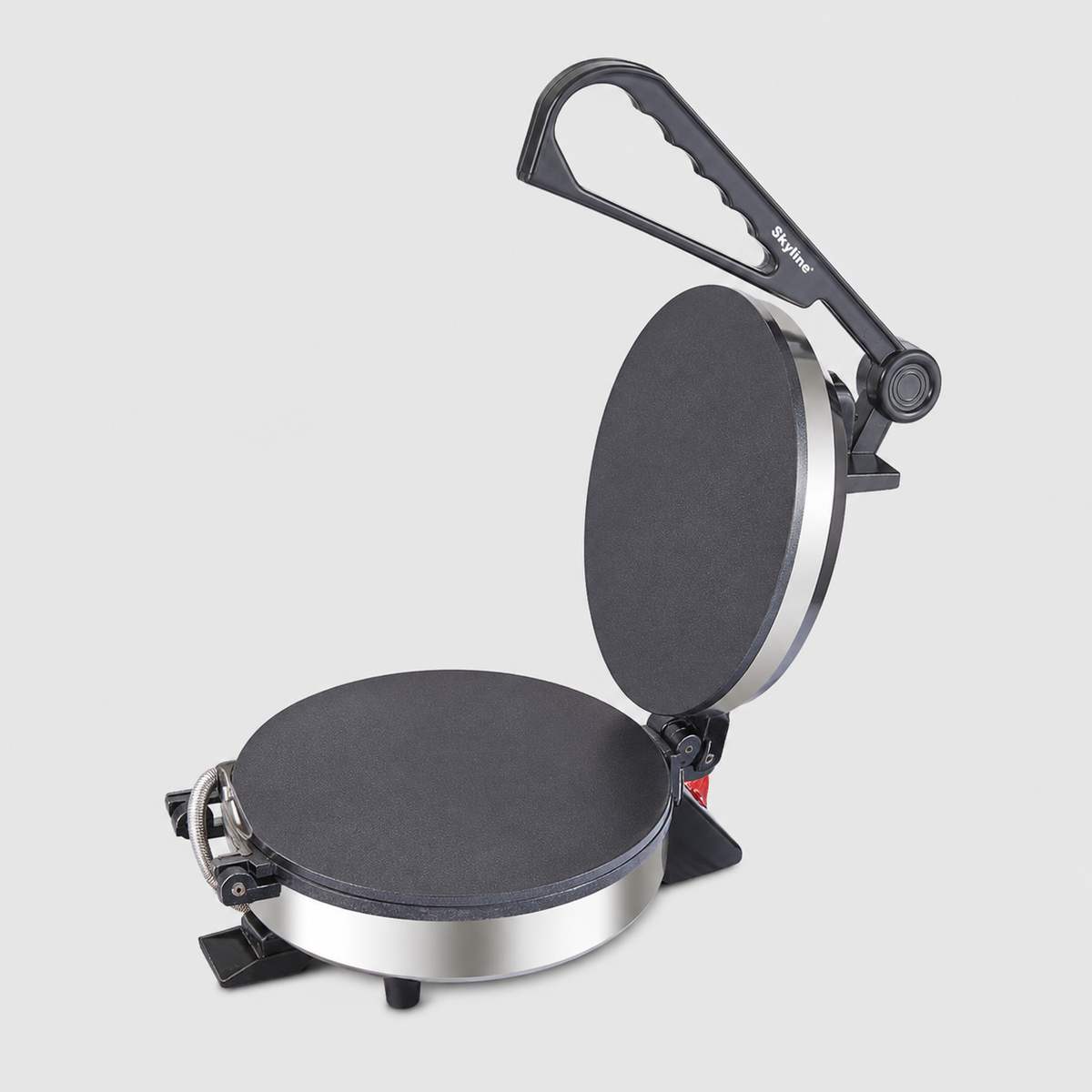 Open Skyline VTL-2828 roti maker showing both round cooking plates