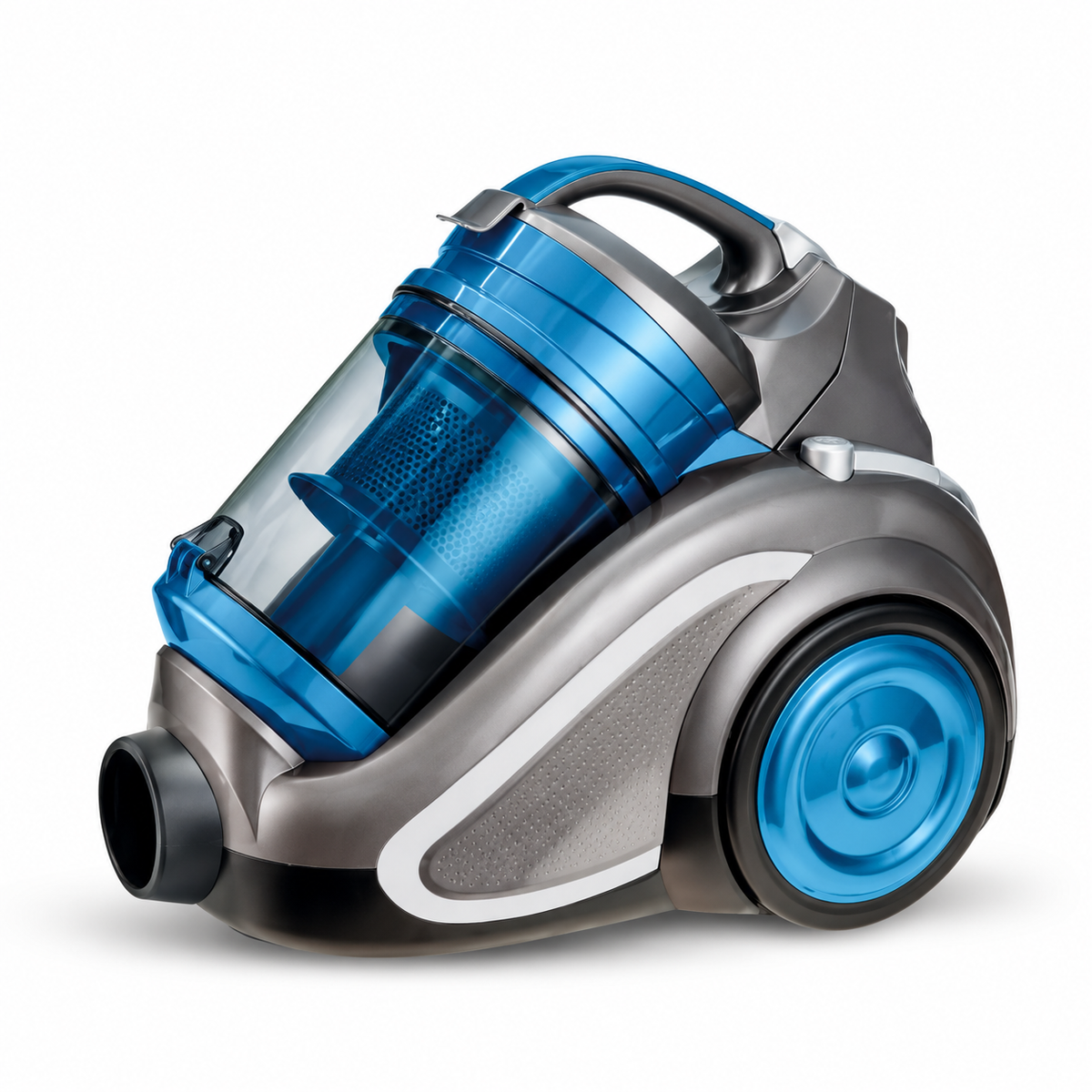 Skyline VTL-3737 2000W cyclonic bagless vacuum cleaner in blue and grey on plain white background