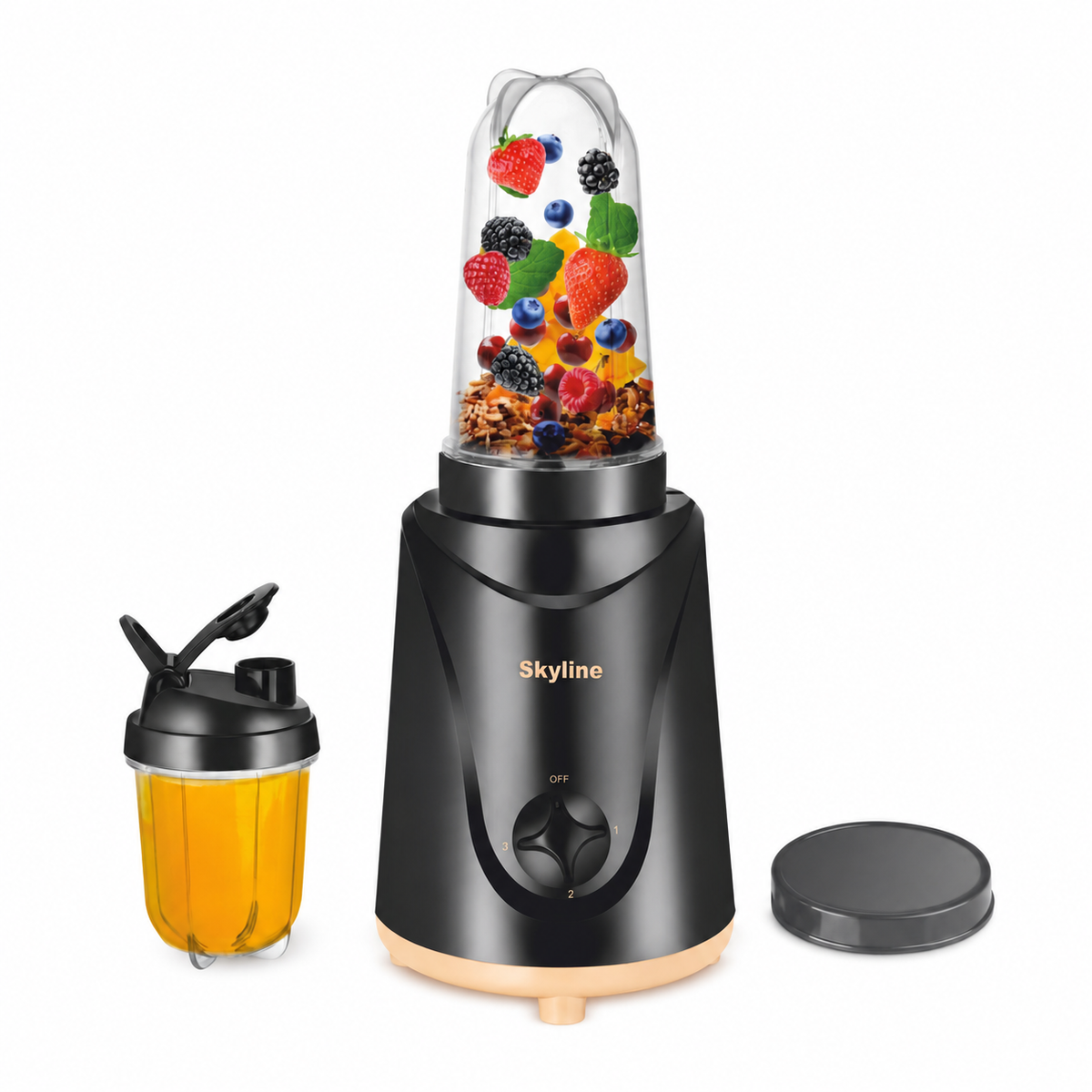 Skyline VTL-4455 Nutri Mix Pro black and gold mixer with sipper hero view