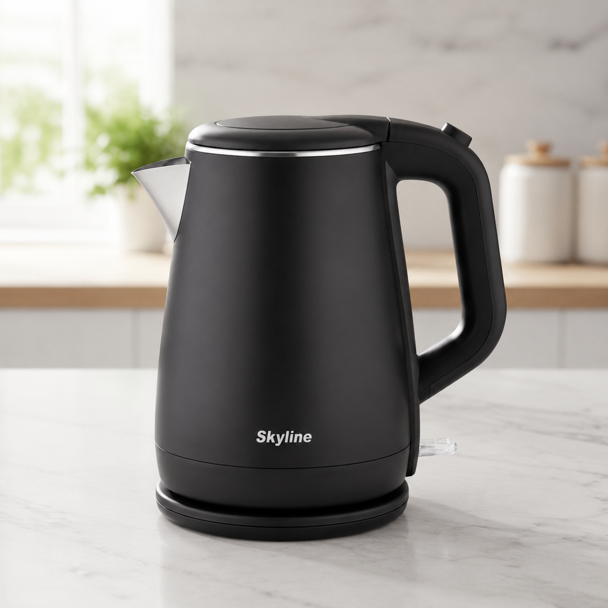 Skyline VTL-5016 black electric kettle on modern kitchen countertop