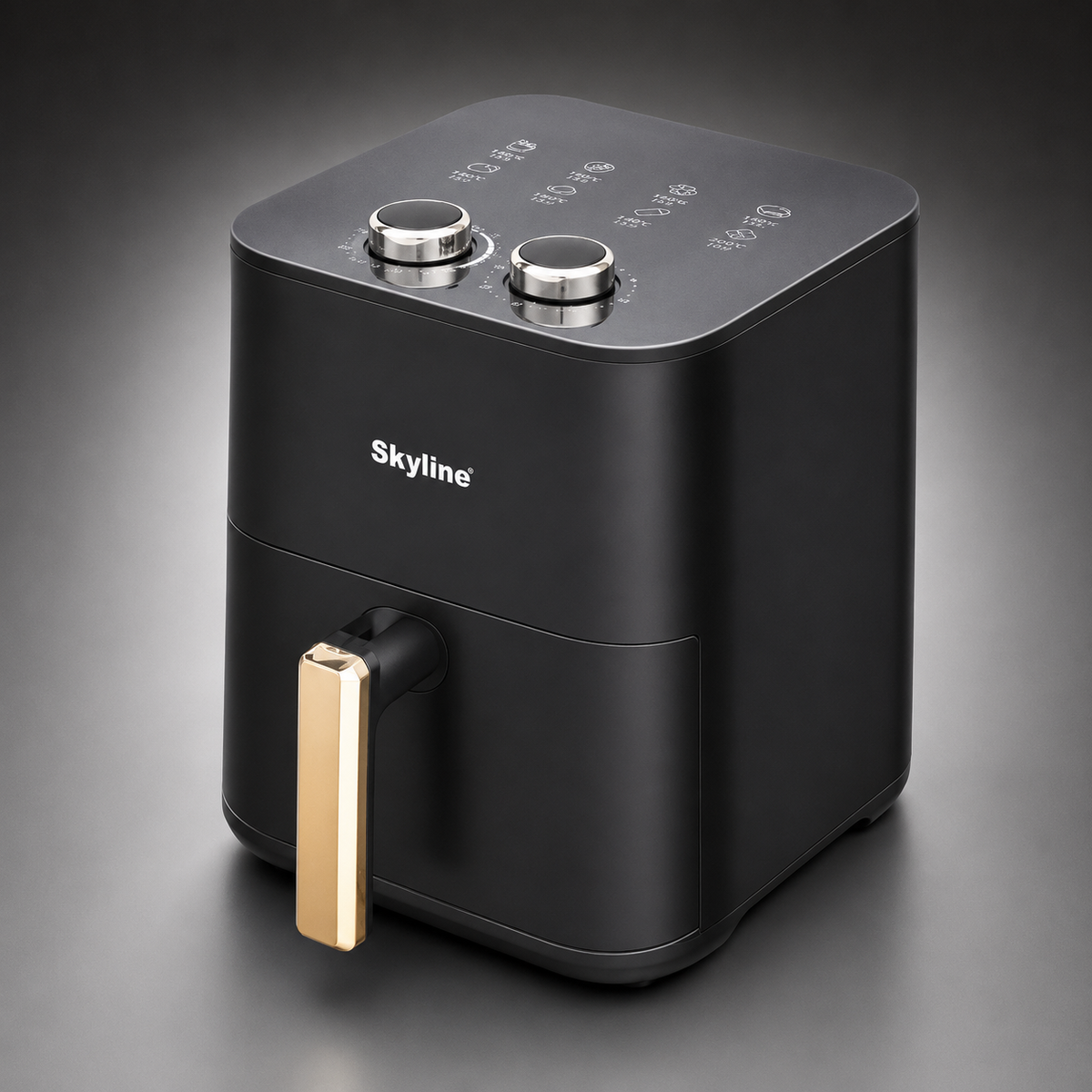 Skyline VTL-5112 manual air fryer premium dark studio view