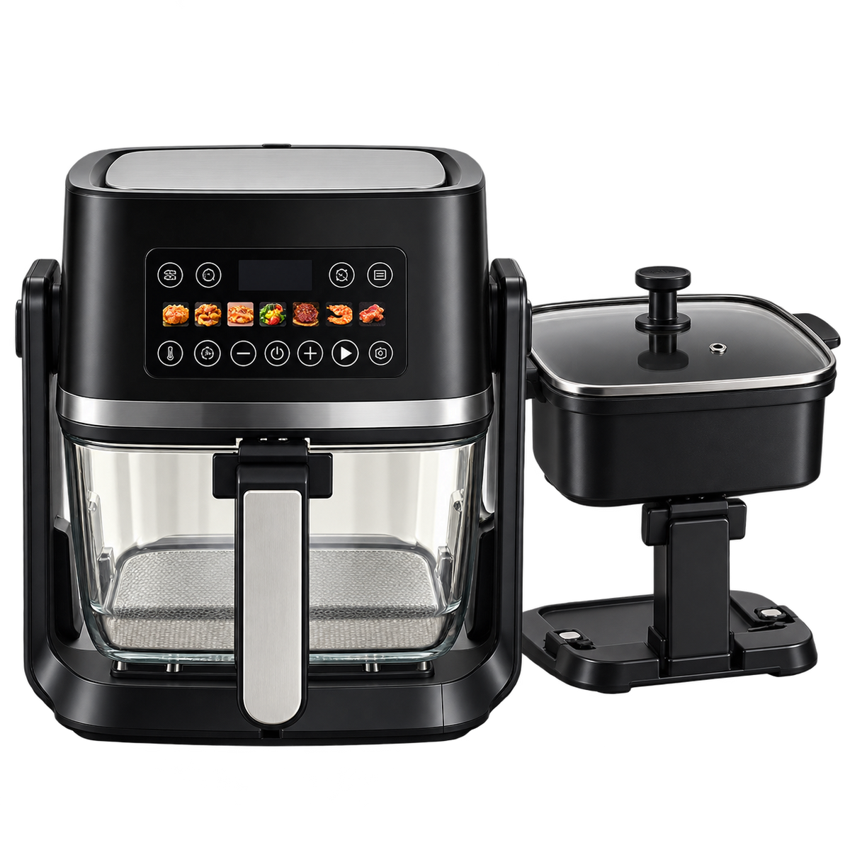 Skyline VTL-5120 Flip & Cook 2-in-1 4.5L glass air fryer and 2L cooking pan