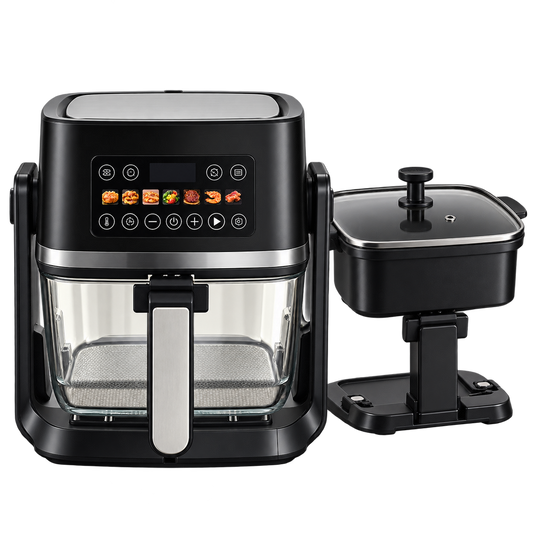 Skyline VTL-5120 Flip & Cook 2-in-1 4.5L glass air fryer and 2L cooking pan