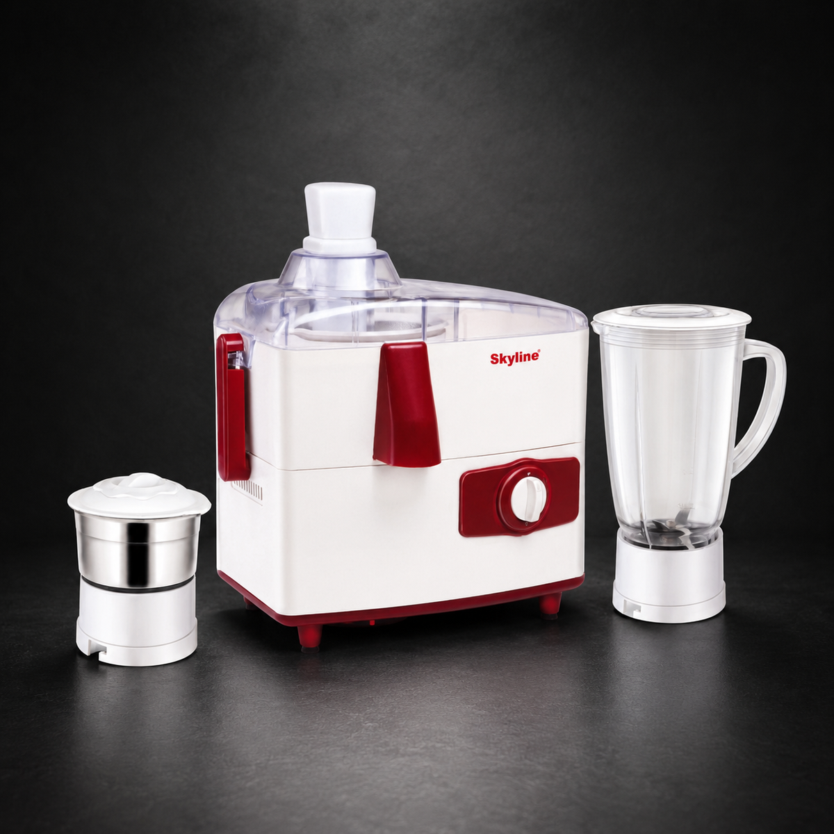 Skyline VTL-6000 juicer mixer grinder and jars premium dark studio view