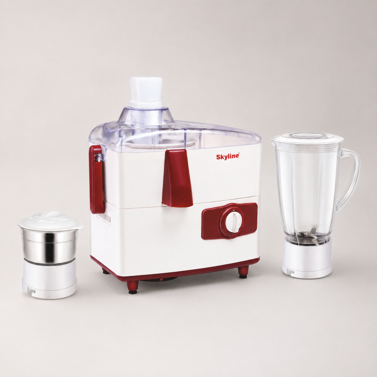 Skyline VTL-6000 juicer mixer grinder alternate studio angle with jars