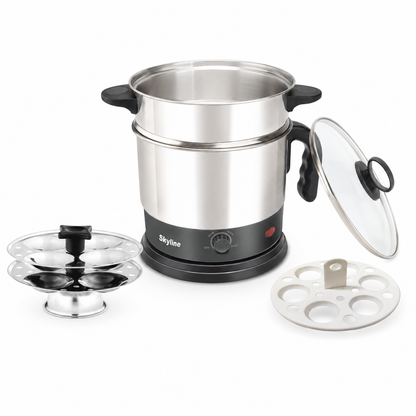 Skyline VTL-7071 multipurpose kettle open steamer and accessory detail