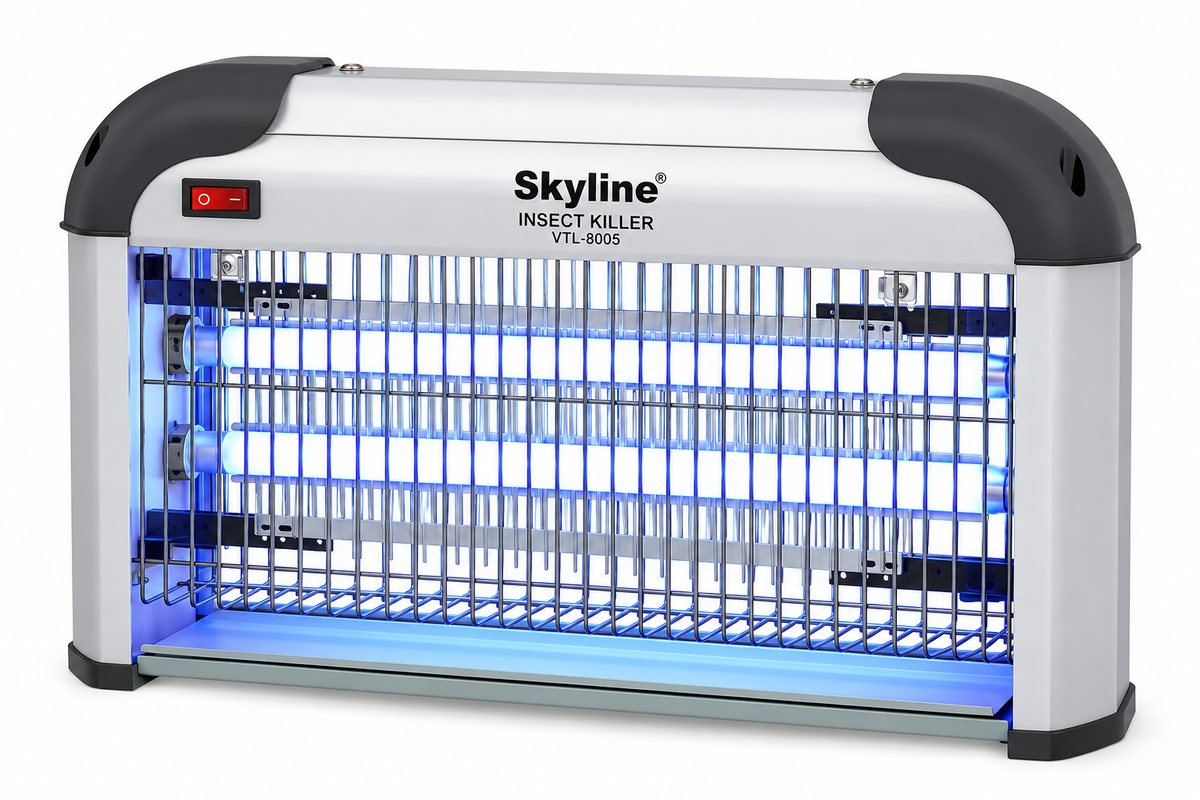 Skyline VTL-8005 43W electric insect killer 2 FT silver and black on plain white background
