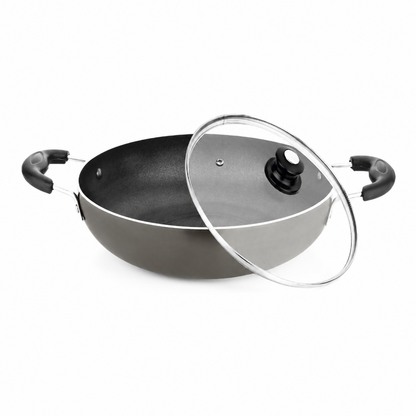 Skyline VTL-8300 kadhai with clear glass lid on white background