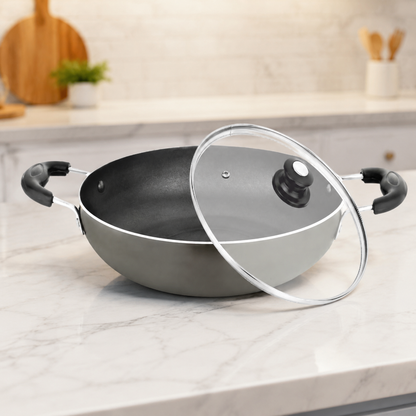 Skyline VTL-8300 kadhai and glass lid in a premium kitchen setting