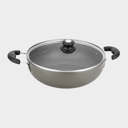 Skyline VTL-8300 deep kadhai with glass lid fitted in studio view