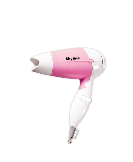 Skyline VTL-8383 pink and white hair dryer on plain white background
