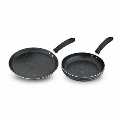 Studio detail of Skyline VTL-8500 speckled non-stick coating and handles