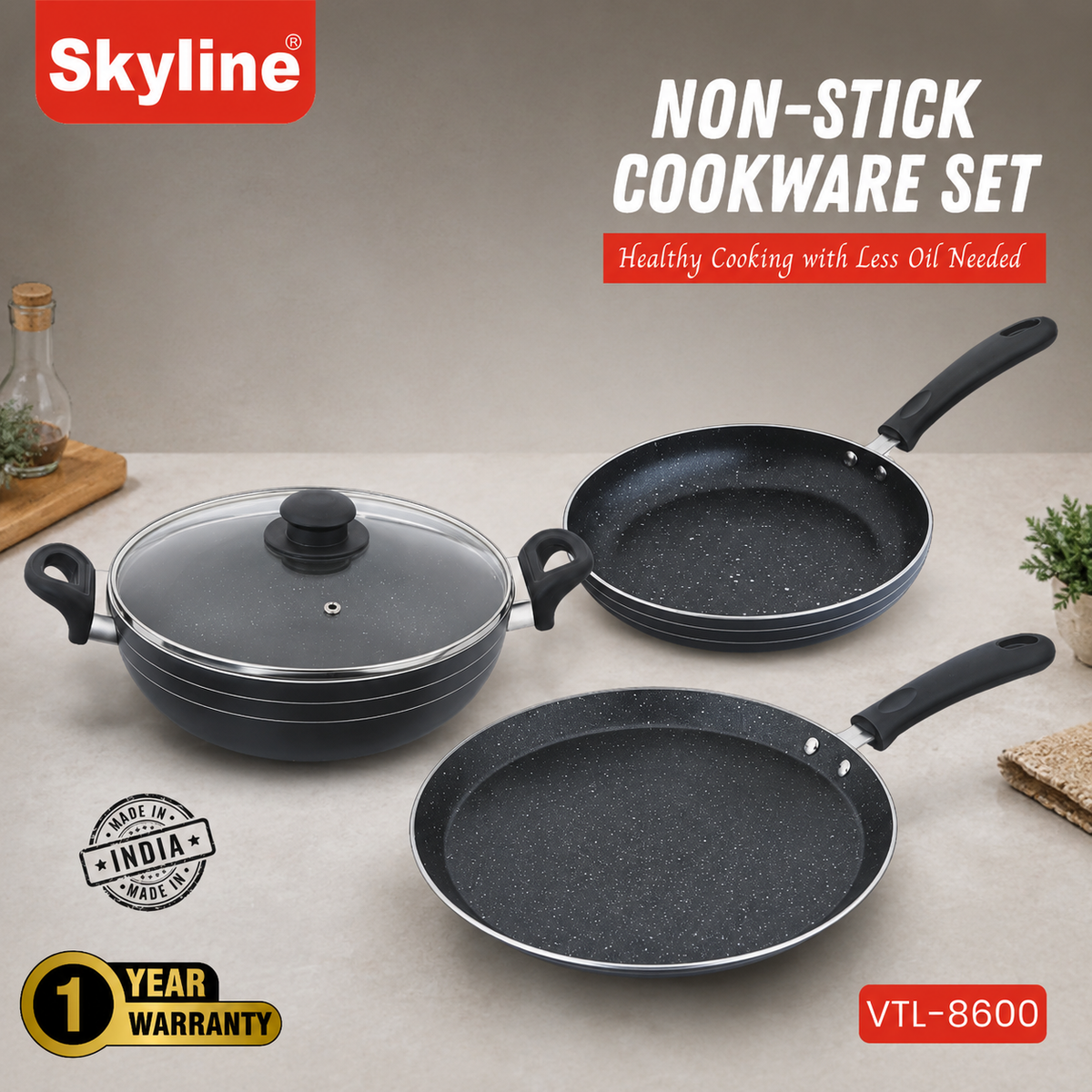 Skyline VTL-8600 cookware handles and finish detail