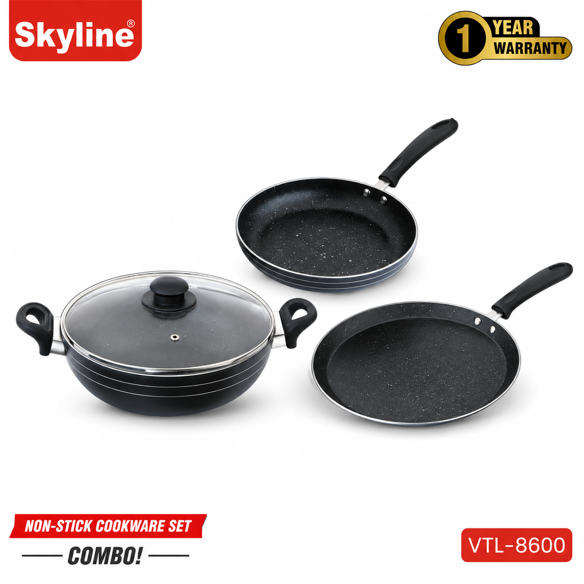 Skyline VTL-8600 non-stick cookware complete set hero view