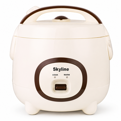 Skyline Deluxe 1.2L beige rice cooker front hero view